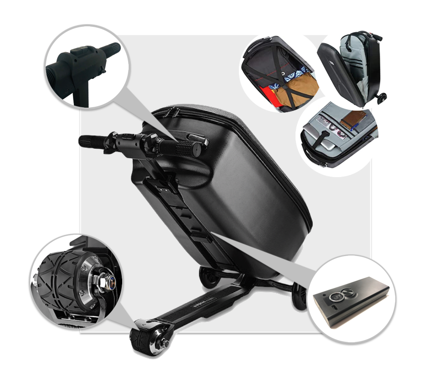 E-scooter suitcase function